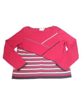 Emma James by Liz Claiborne Red Sweater | EUC | Black, Gray & White Stripes